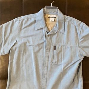 Mens blue columbia button down shirt